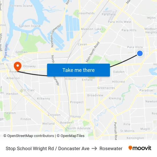 Stop School Wright Rd / Doncaster Ave to Rosewater map