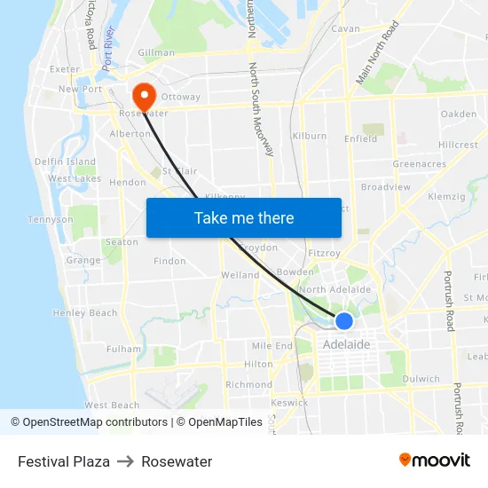 Festival Plaza to Rosewater map