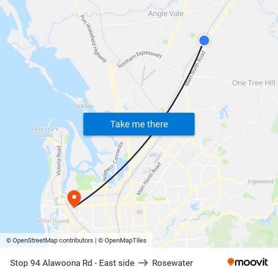Stop 94 Alawoona Rd - East side to Rosewater map