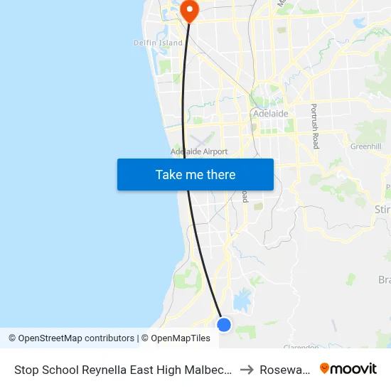 Stop School Reynella East High Malbeck Dr to Rosewater map
