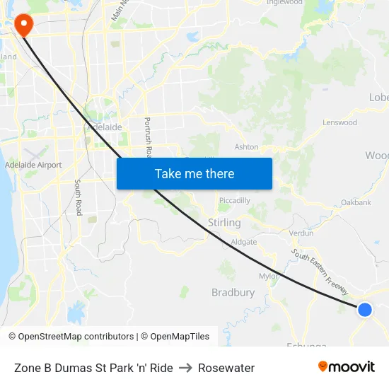 Zone B Dumas St Park 'n' Ride to Rosewater map