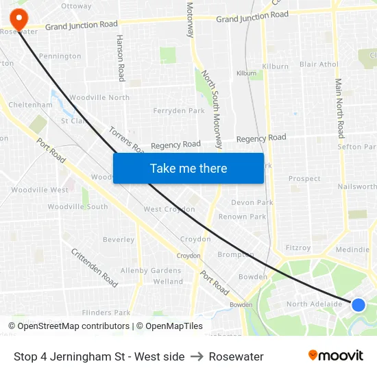 Stop 4 Jerningham St - West side to Rosewater map