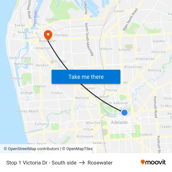 Stop 1 Victoria Dr - South side to Rosewater map