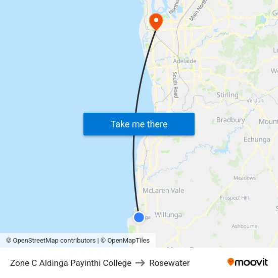Zone C Aldinga Payinthi College to Rosewater map