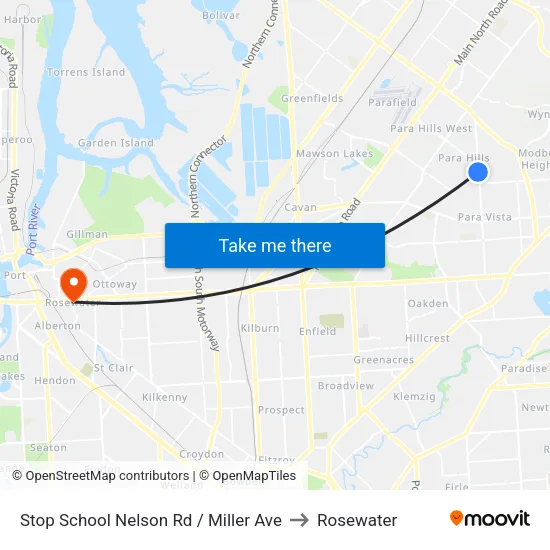 Stop School Nelson Rd / Miller Ave to Rosewater map