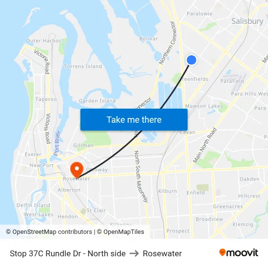 Stop 37C Rundle Dr - North side to Rosewater map