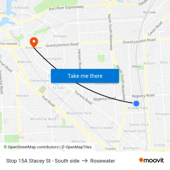 Stop 15A Stacey St - South side to Rosewater map