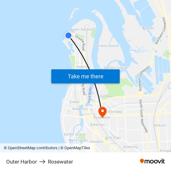 Outer Harbor to Rosewater map