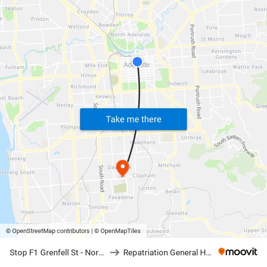 Stop F1 Grenfell St - North side to Repatriation General Hospital map