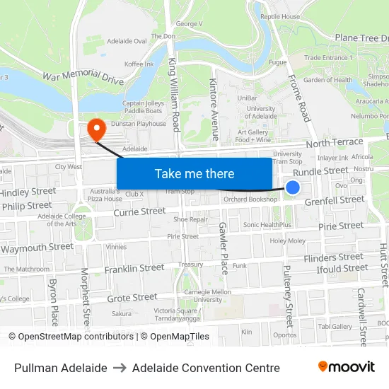 Pullman Adelaide to Adelaide Convention Centre map
