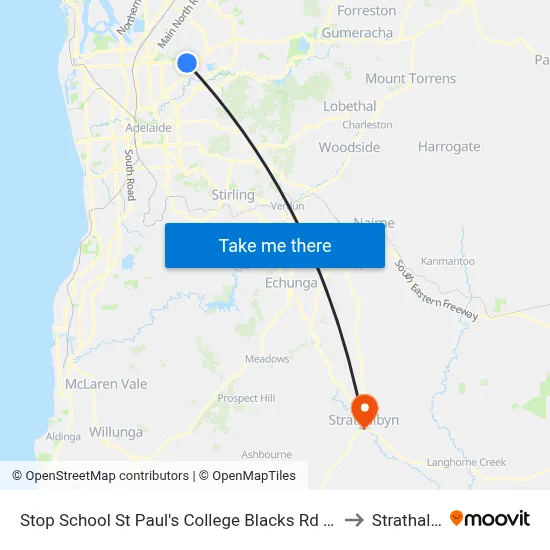 Stop School St Paul's College Blacks Rd - West side to Strathalbyn map