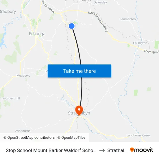 Stop School Mount Barker Waldorf School Sims Rd to Strathalbyn map