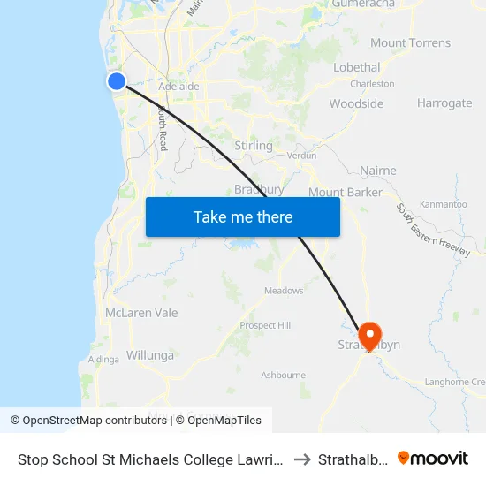 Stop School St Michaels College Lawrie St to Strathalbyn map