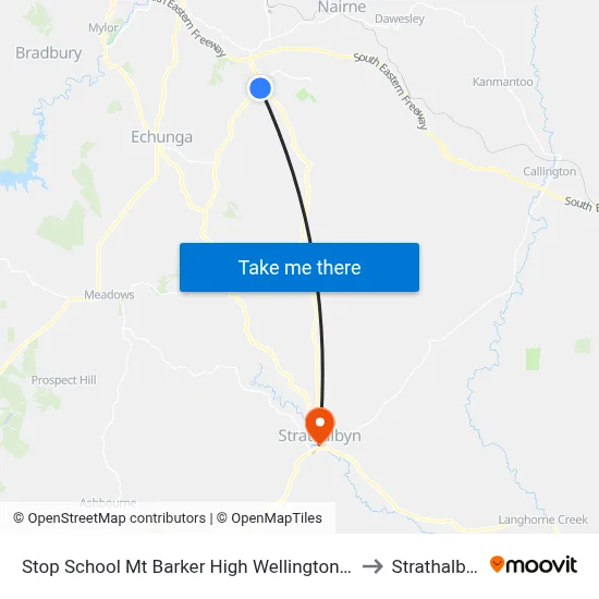 Stop School Mt Barker High Wellington Rd to Strathalbyn map