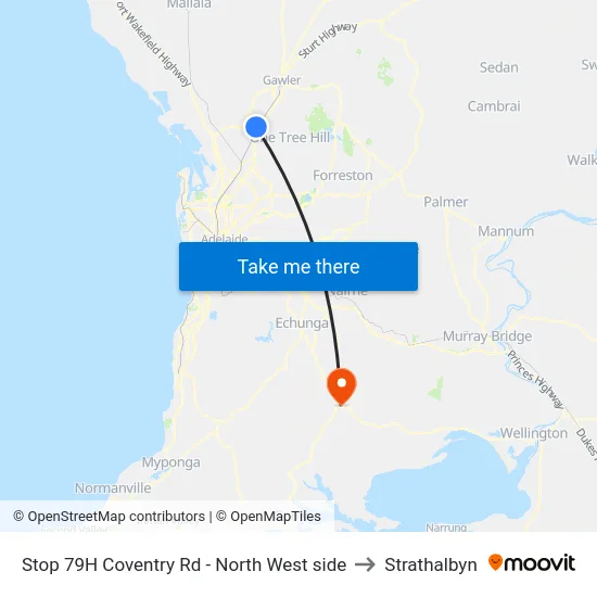 Stop 79H Coventry Rd - North West side to Strathalbyn map