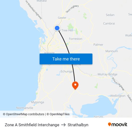 Zone A Smithfield Interchange to Strathalbyn map