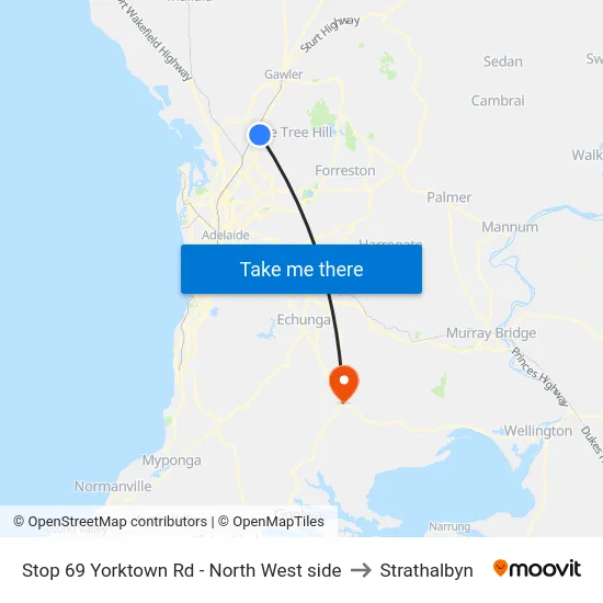 Stop 69 Yorktown Rd - North West side to Strathalbyn map