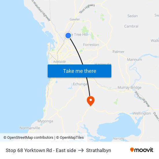 Stop 68 Yorktown Rd - East side to Strathalbyn map