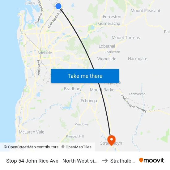 Stop 54 John Rice Ave - North West side to Strathalbyn map