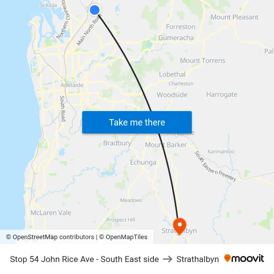 Stop 54 John Rice Ave - South East side to Strathalbyn map