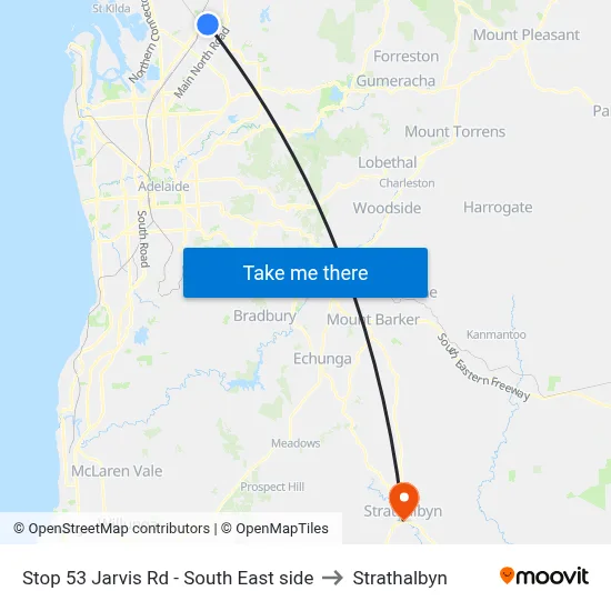 Stop 53 Jarvis Rd - South East side to Strathalbyn map
