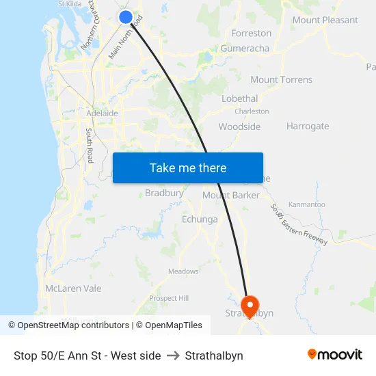 Stop 50/E Ann St - West side to Strathalbyn map