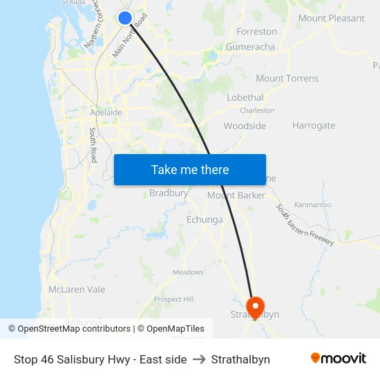 Stop 46 Salisbury Hwy - East side to Strathalbyn map