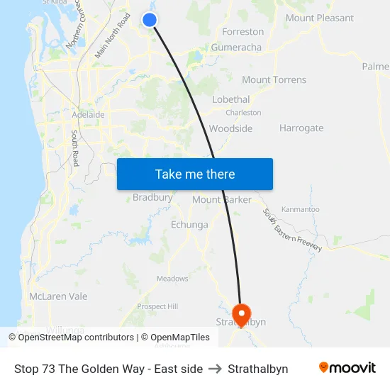 Stop 73 The Golden Way - East side to Strathalbyn map