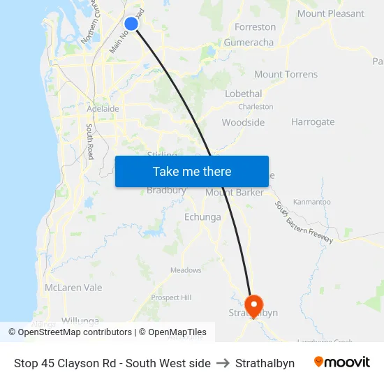 Stop 45 Clayson Rd - South West side to Strathalbyn map