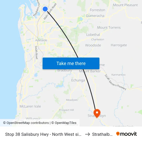 Stop 38 Salisbury Hwy - North West side to Strathalbyn map