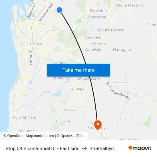 Stop 59 Bicentennial Dr - East side to Strathalbyn map