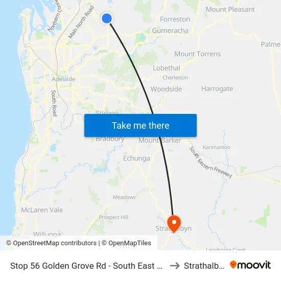 Stop 56 Golden Grove Rd - South East side to Strathalbyn map