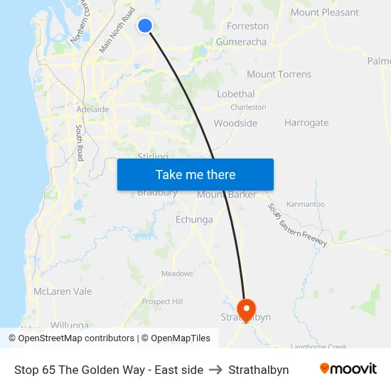 Stop 65 The Golden Way - East side to Strathalbyn map