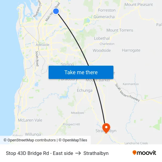 Stop 43D Bridge Rd - East side to Strathalbyn map