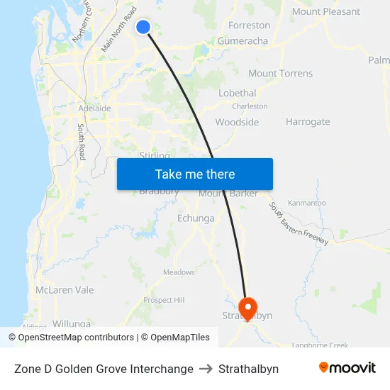 Zone D Golden Grove Interchange to Strathalbyn map