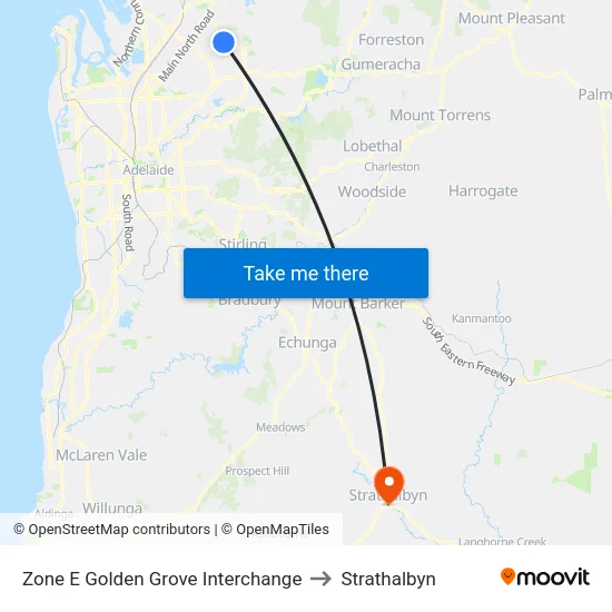 Zone E Golden Grove Interchange to Strathalbyn map