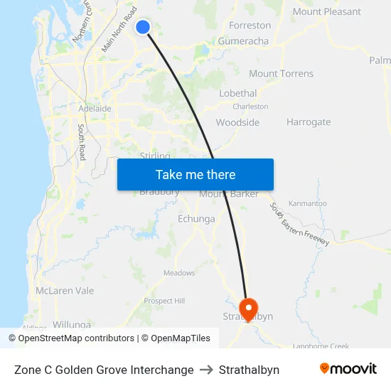 Zone C Golden Grove Interchange to Strathalbyn map