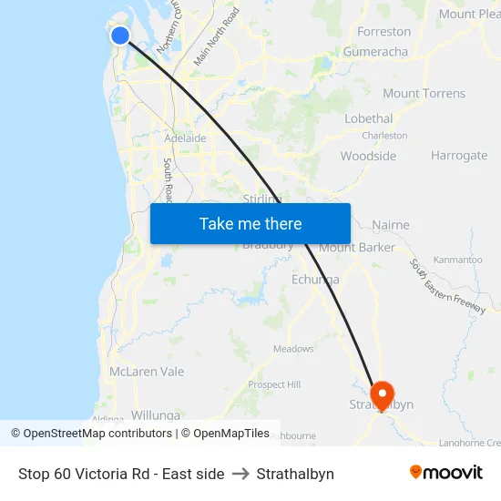 Stop 60 Victoria Rd - East side to Strathalbyn map