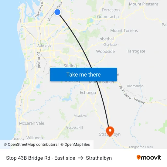 Stop 43B Bridge Rd - East side to Strathalbyn map