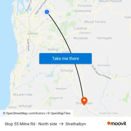 Stop 55 Milne Rd - North side to Strathalbyn map