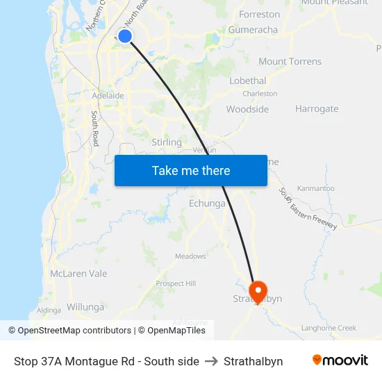 Stop 37A Montague Rd - South side to Strathalbyn map