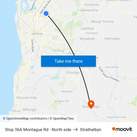 Stop 36A Montague Rd - North side to Strathalbyn map