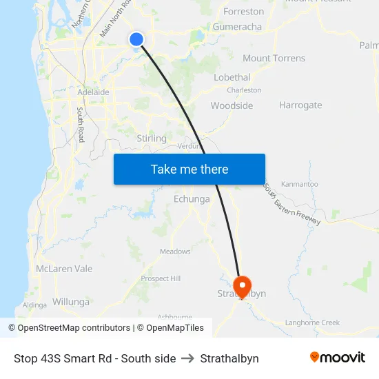 Stop 43S Smart Rd - South side to Strathalbyn map