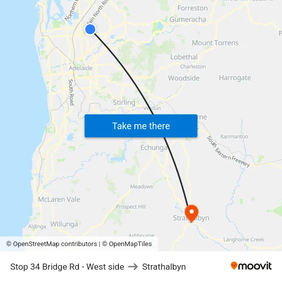Stop 34 Bridge Rd - West side to Strathalbyn map