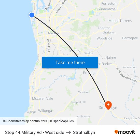 Stop 44 Military Rd - West side to Strathalbyn map