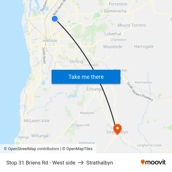 Stop 31 Briens Rd - West side to Strathalbyn map