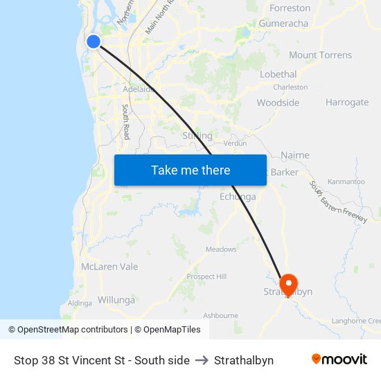 Stop 38 St Vincent St - South side to Strathalbyn map