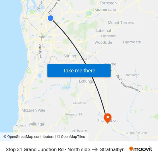 Stop 31 Grand Junction Rd - North side to Strathalbyn map