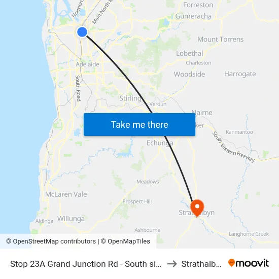 Stop 23A Grand Junction Rd - South side to Strathalbyn map