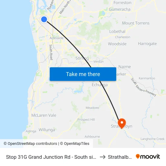 Stop 31G Grand Junction Rd - South side to Strathalbyn map